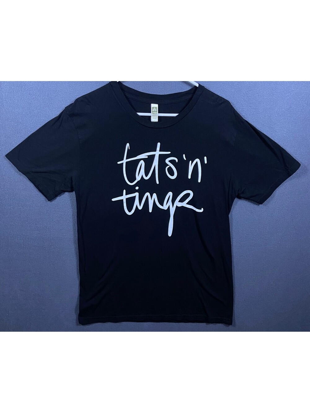 Royal Apparel Black 'tats 'n' tingz' Graphic Hemp T-Shirt L fits M Made in USA!